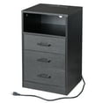 thumbnail image 6 of Tcbosik Wood Nightstand with LED Lights, Wireless Charge Station, 3 Storage Drawers and Open Shelf, Black, 6 of 9