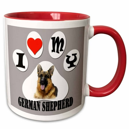 3dRose I love my German Shepherd. The smartest dog. Best friend. - Two Tone Red Mug, (German Shepherd Best Friend)