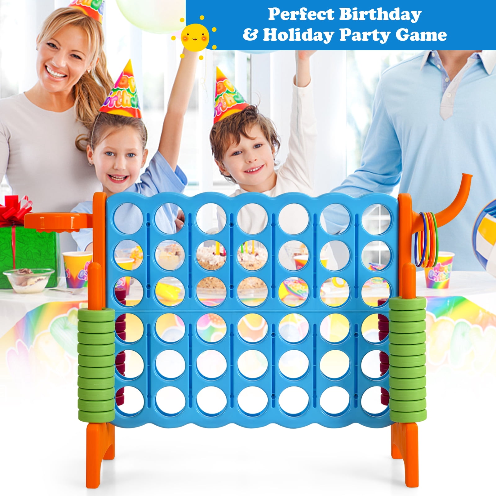 Infans 2.5Ft 4-to-Score Giant Game Set Basketball Hoop Ring Game Indoor Outdoor