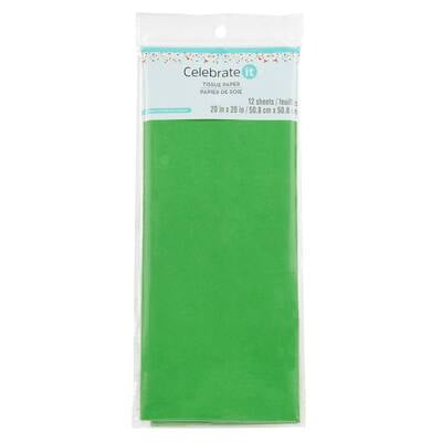 24 Packs: 12 ct. (288 total) Festive Green Tissue Paper by Celebrate It