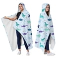 thumbnail image 2 of Wearable Blanket,LightBlue Dinosaurs Stars Moons Pattern Hooded Wearable Flannel Blanket for Adults & Teens,Winter Poncho Shawl Wrap Cape Cozy Anti-Pill,60"x80", 2 of 2