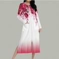 thumbnail image 5 of Aboser Women's Long Lounger Robe with Pockets Elegant Floral Printing Loungewear Soft Full Length House Coat Loose Fit Long Sleeve Pajama Dress, 5 of 9