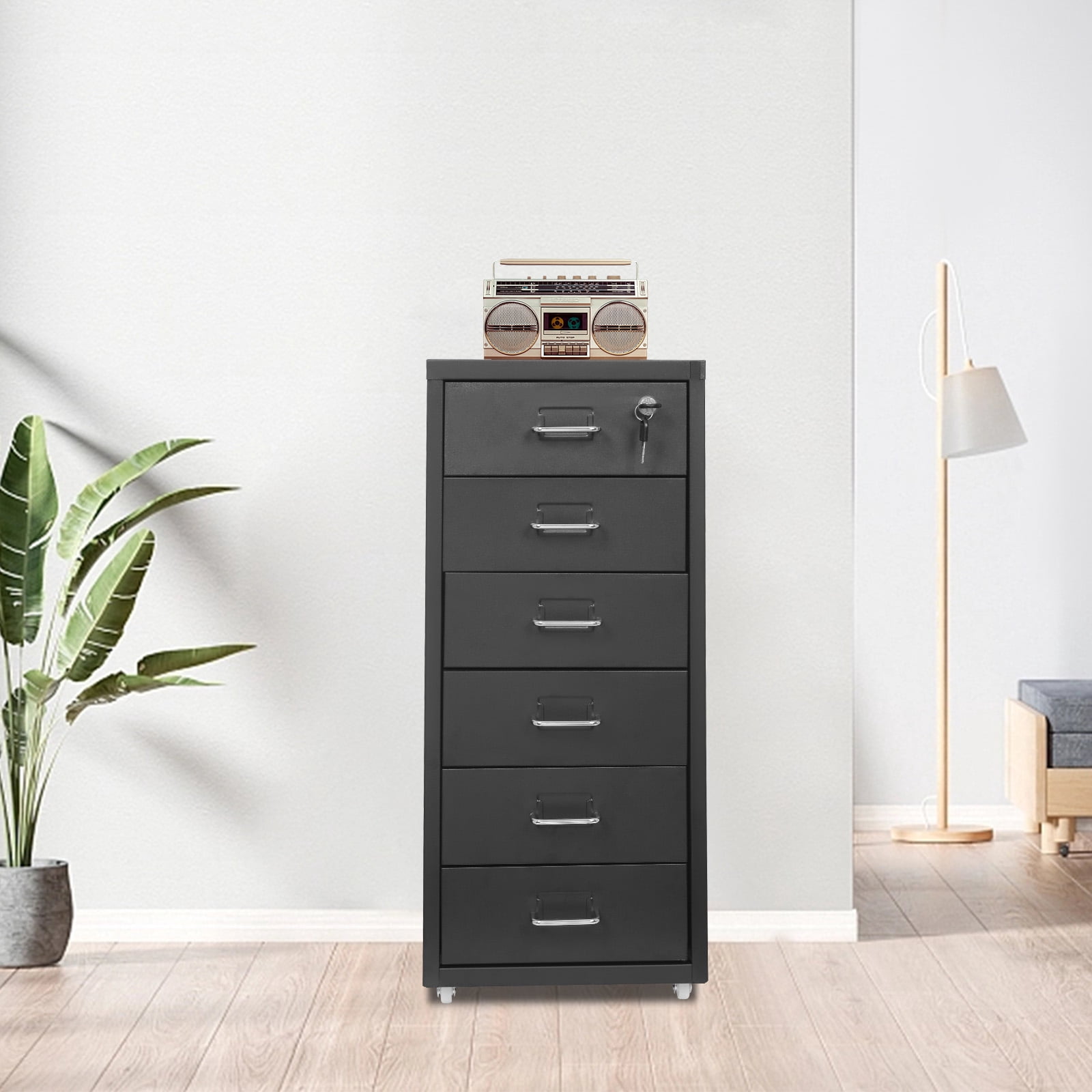 28*41*69cm Vertical File Cabinet Metal File Cabinet with Lock Home Office Rectangular Filing Cabinet