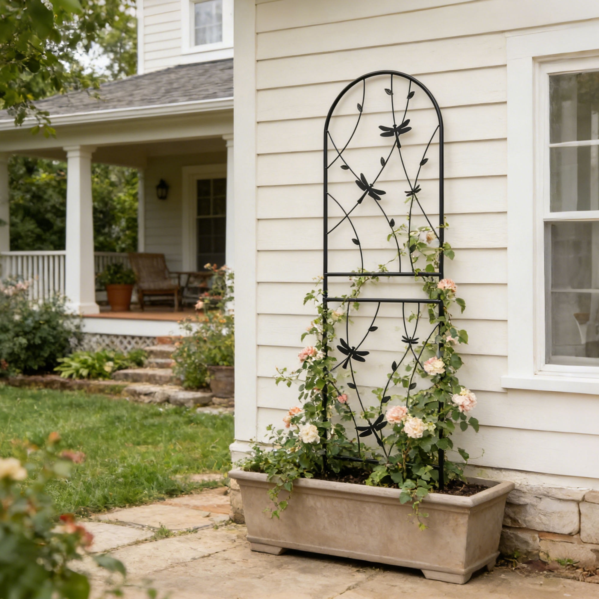 2 Pack 71" H Large Garden Trellis，Heavy Duty Rustproof Black Iron Plant Trellis for Potted Plant Support Metal Climbing Rose Trellis