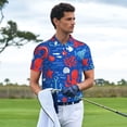 thumbnail image 2 of Kdxio Nautical Animals Print Men's Short Sleeve Polo Shirt,Midweight Men's Shirt, 2 of 5