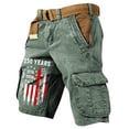 thumbnail image 5 of Homeyce Men's Us 250th Anniversary Flag Art Print Shorts with Pocket Distressed Washed Shorts Outdoor Military Casual Work Cargo Shorts American Flag Golf Shorts,Green M, 5 of 5