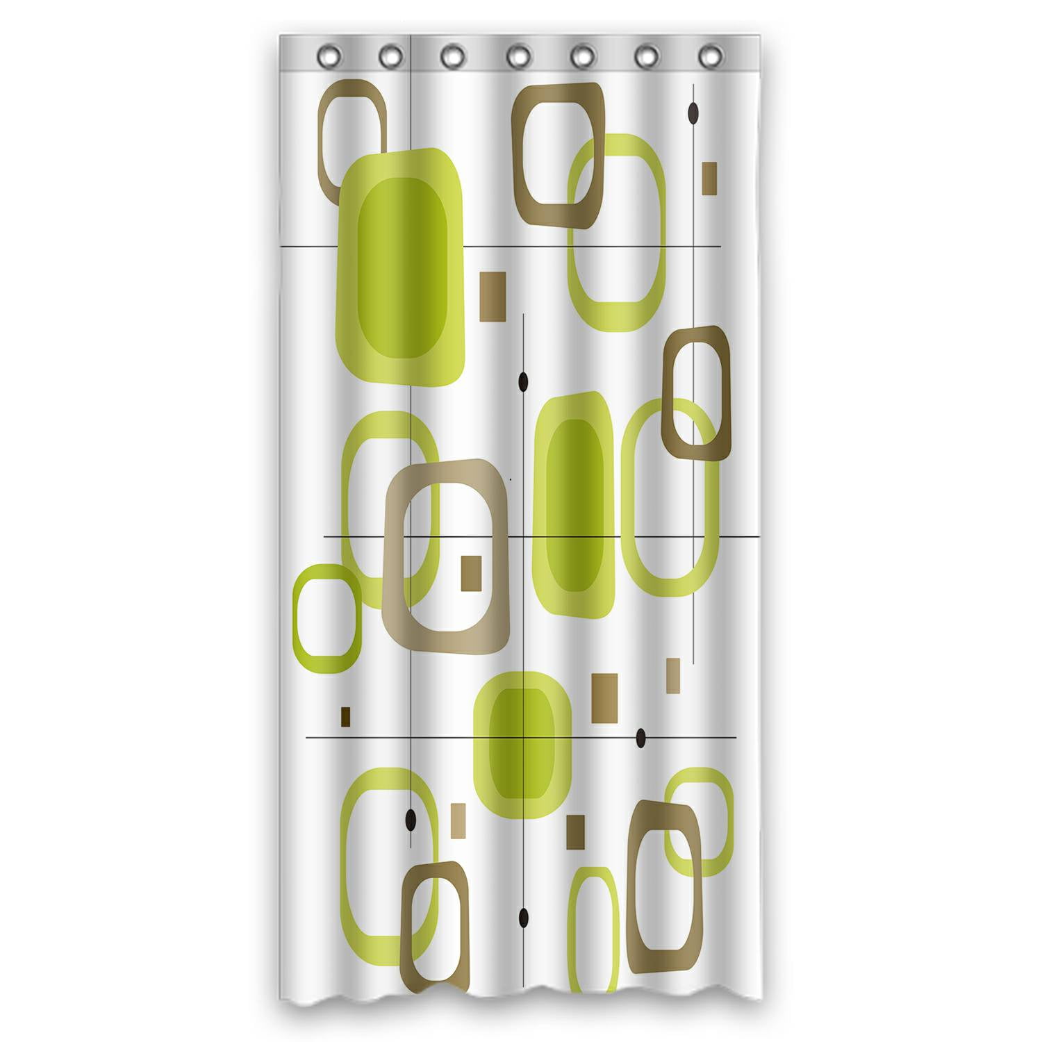 ECZJNT Retro Lime Green Brown Squares Spot Shower Curtain Bathroom Waterproof Home Decor 36x72