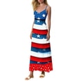 thumbnail image 5 of Womens Sleeveless Spaghetti Straps Maxi Dress Stars Stripes 4th of July Patriotic Sundress Summer Dresses, 5 of 6