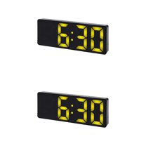 Unique Bargains 2 Pcs Small Digital Alarm Clock for Deep Sleepers Yellow