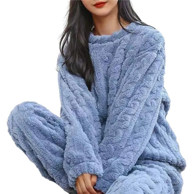 Conjunto de pijama cálido y grueso para mujer, pantalones de manga larga de felpa, traje de terciopelo, ropa térmica para el hogar, invierno, 2 piezas