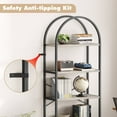 thumbnail image 4 of 5 Tier Bookshelf Arched Display Racks Tall Standing Bookshelves Metal Frame Farmhouse Storage Rack Shelf for Home Office, Black+Gray, 4 of 6