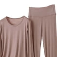 thumbnail image 5 of ylioge Womens Modal-Pajama Sets Plus Size M-5X 2 Piece Loungewear Outfits Ladies Casual Solid Color Long Sleeve Tops and Pants Homewear Yoga Pajamas, 5 of 5