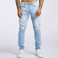 thumbnail image 2 of WTOBBY Men's Slim Fit Jeans with Functional Pockets Casual Trend Denim Trousers - Comfortable Stretch Long Pants Design for Streetwear and Daily Activity Wear Experience,Light Blue 28, 2 of 5
