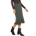 thumbnail image 4 of INSPIRE CHIC Midi Pencil Skirt for Women Fall Winter High Waisted Slit Office Work Skirts with Belt XS Black, 4 of 6