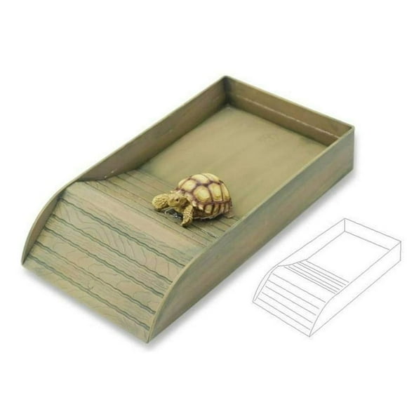 AMERTEER Plastic Large Turtle Reptile Box Water Turtle Ladder Cask Basin Horned Lizard Snake Basin Wood Grain One Size