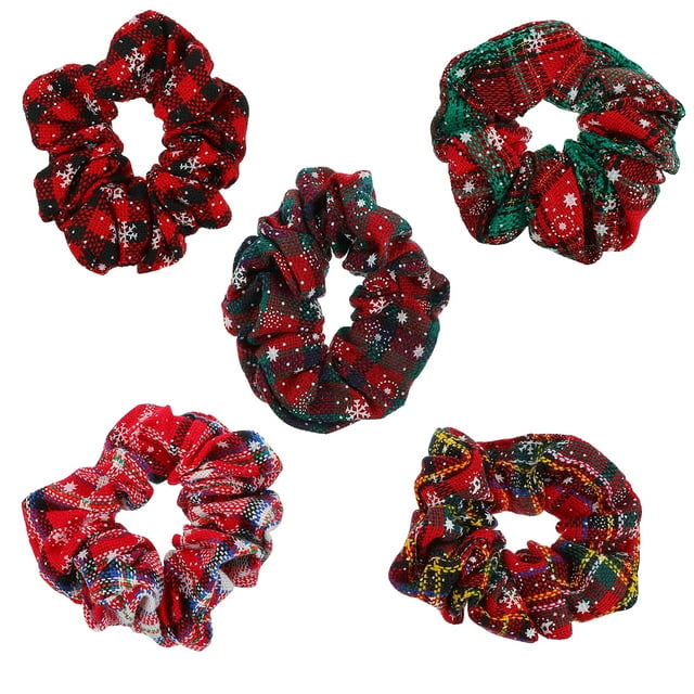 5pcs Navidad Navidad Copos de nieve Pelo Scrunchies Pelo Elástico Scrunchy Corbatas Cuerdas