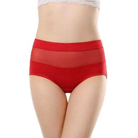 

Rovga Underpants Womens Plus Size High Waist Panties Womens Cotton Mesh Transparent Abdominal Lift Briefs Charming Breathable Panties For Women
