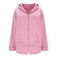 thumbnail image 4 of Cotton 2 Piece Sweatsuits Short Sets Womens Full Zip Hoodie Jacket and Shorts with Pockets Sports Outfits (XL, Pink), 4 of 7