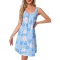 thumbnail image 1 of Noche de inspiración para mujeres, camisón sin mangas, pijama impreso, camisetas de cuello redondo, vestido de tirantes con tirantes anchos y bolsillos, XS, flores azules, 1 of 6