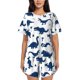 thumbnail image 1 of Fotbe Cute Cartoon Dinosaurs Conjunto de Pijama Estampado para Mujer, 2 Piezas, Ropa de Dormir con Camiseta de Manga Corta y Shorts Suaves-Small, 1 of 6