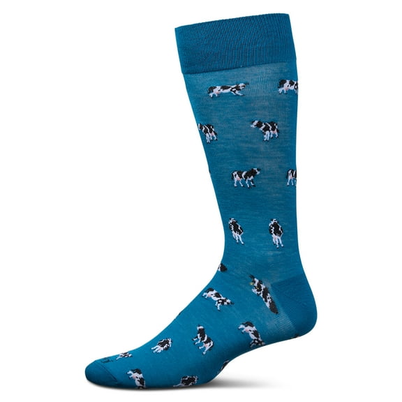 MeMoi Men's Cows Rayon From Bamboo Crew Socks - Mens - Male, 10-13, Blue Sapphire