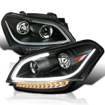 Spec-D Tuning Black LED Bar Projector Headlights Compatible with 2010-2011 Kia Soul, Left Right Pair Headlamps Assembly