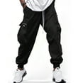 thumbnail image 3 of Weardear Men's Cargo Pants Flap Pocket Drawstring Elastic Waist Pants Letter Graphic Street Cargo Pants, 3 of 5