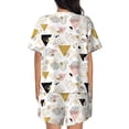 thumbnail image 3 of Naloa Geometric Triangle Women's Short-Sleeved Pajama Set, Loungewear, Summer pajamas, Breathable Cozy - Large, 3 of 9