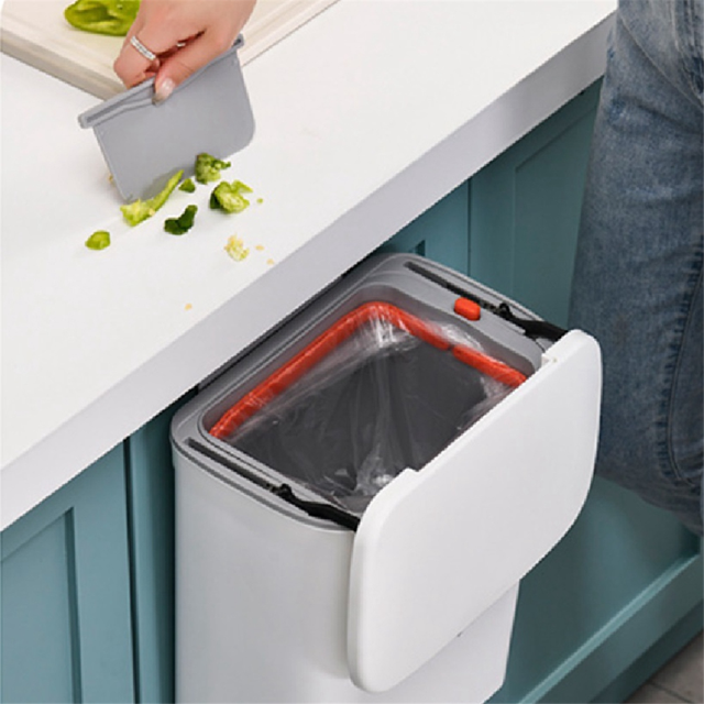 Toilet Kitchen Waste Storage+Inner Barrel Wall Mounted Trashcan Cabinet Garbage Rubbish Bin Door Hanging Trash Can B