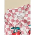 thumbnail image 4 of Toddler Girls Jumpsuit, Sleeveless Cherry Plaid Print Zipper Closure Romper for Casual Daily, 4 of 7
