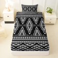 thumbnail image 4 of Castle Fairy Tribal Rhombus Band Twin Sheets 3pcs,Bohemian Triangle Motif Bedding,Black White,1 Flat Sheet, 1 Fitted Sheet and 1 Pillowcase, 4 of 7