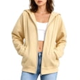 thumbnail image 3 of UDAUDU Womens Zip Up Hoodies Long Sleeve Casual Oversized Sweatshirts with Pockets 2026 Fall Fashion Comfortable Jacket Beige 2XL, 3 of 8