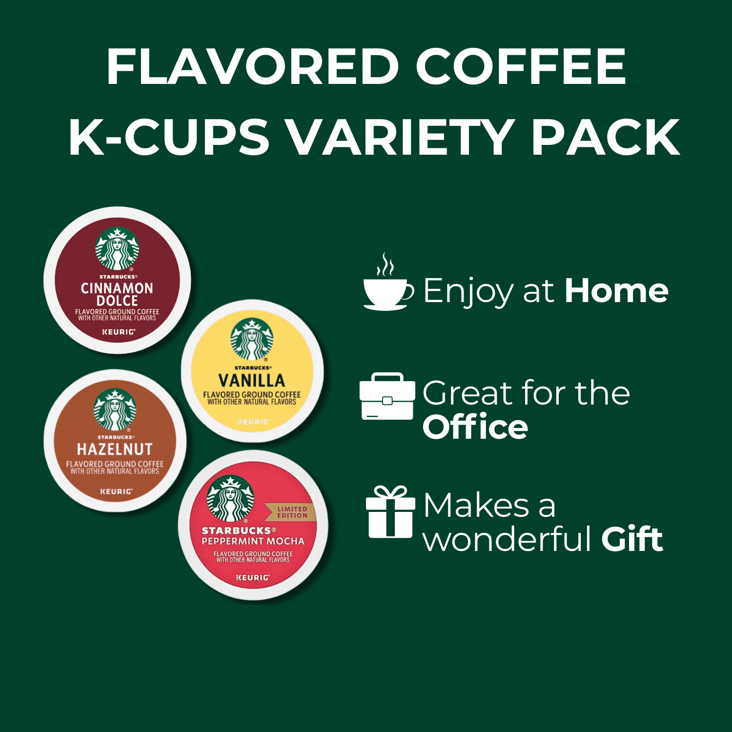 Best of Starbucks Flavored Coffee Pods Variety Pack – 10 Bestselling Flavors, 30 Count K-Cups Sampler for Keurig – Mocha, Vanilla, Hazelnut, Caramel & More