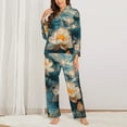 thumbnail image 2 of Salouo Mountain Lotus Serenity Pattern Women's Pajamas Set Long Sleeve Button Down Sleepwear Soft Pj Lounge Sets for women 2 Piece Pjs Set with Long Pants-X-Large, 2 of 7
