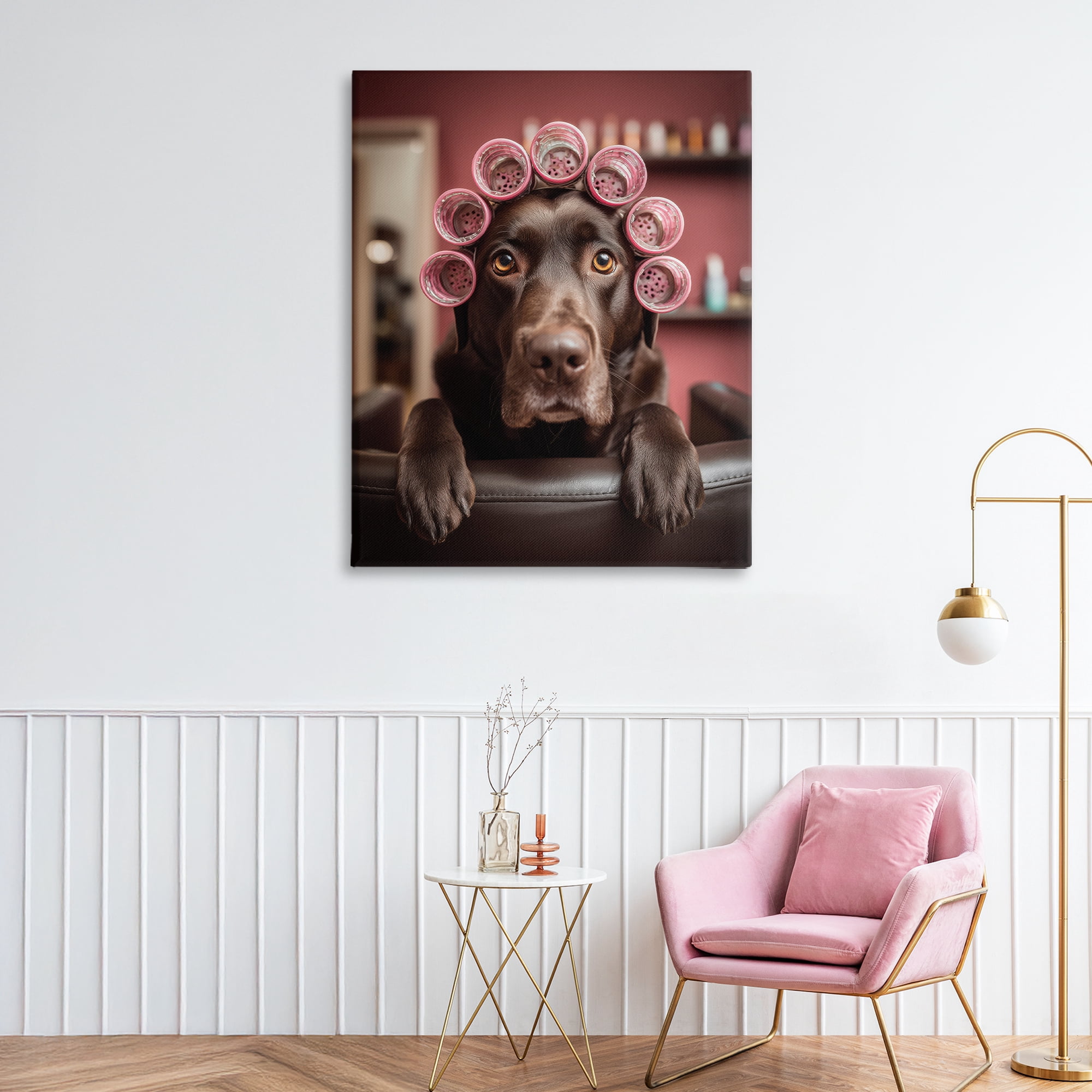 Stupell Industries Dog at Salon with Curlers Canvas Wall Art, design by Scott Stulberg