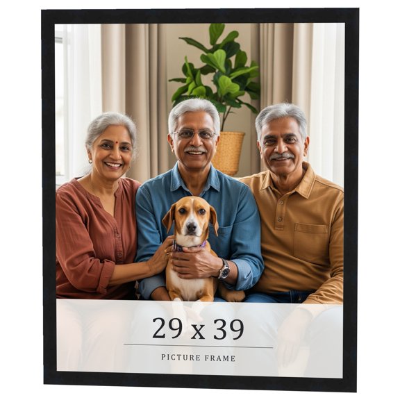 29x39 Frame Black Real Wood Picture Frame Width 0.75 inches | Interior Frame Depth 0.5 inches |