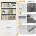 thumbnail image 6 of Frmobepts 71" Tall Bookcases with 3 Large Drawers & 3 Shelves, Wooden Bookshelf for Living Room Office, White, 6 of 9
