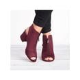 thumbnail image 5 of SIMANLAN Ankle Booties for Women Peep Toe Low Block Heel Sandals Dress Shoes Wine Red 9, 5 of 5