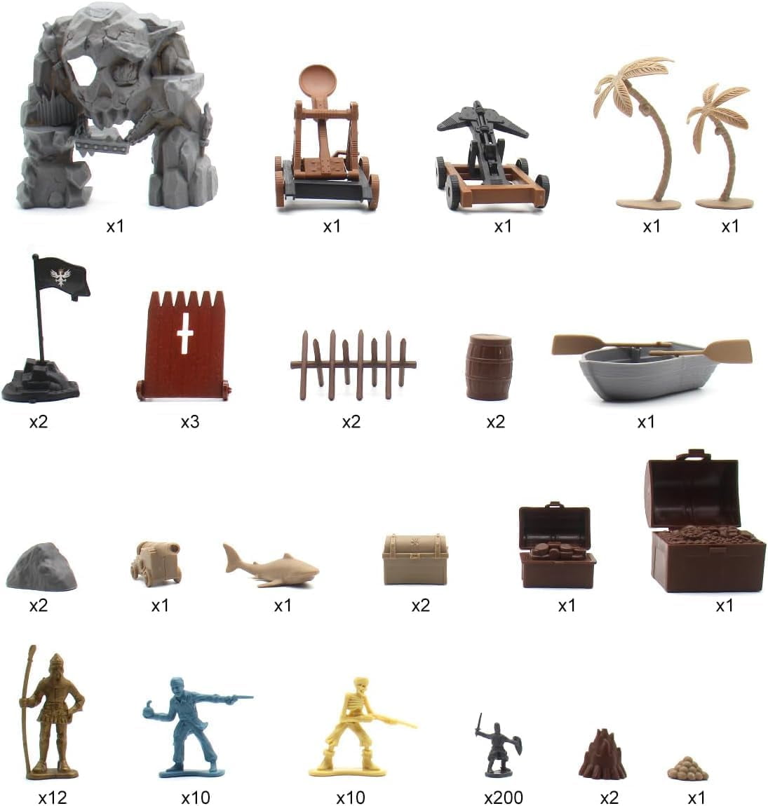 Medieval Castle Knight Toy Soldier, Figures Army Men Toys, Castle Building  Piracy Knight Action Figurines with 20 Piracies, 12 Soldiers, 200 Mini Army Men