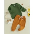 thumbnail image 5 of Lamuusaa Toddler Boy Clothes Long Sleeve Round Neck Pullover Elastic Waist Pants 2Pcs Warm Outfit, 5 of 9