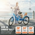 thumbnail image 2 of SKYSHALO Adult 24" Foldable Tricycle with Rear Basket, Blue, 2 of 9