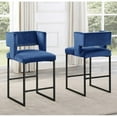 thumbnail image 4 of Lynx Blue Velvet Bar Stools in Gold (Set of 2), 4 of 5