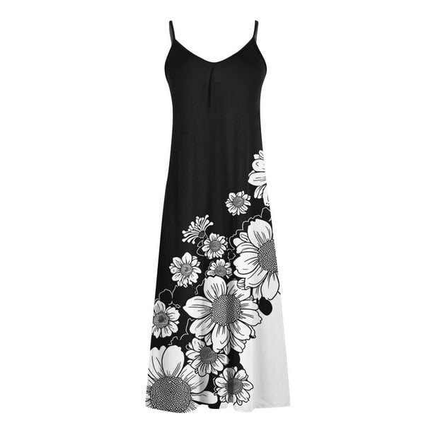 Erwazi Women's Summer Bohemian Long Maxi Dress Casual Loose Sleeveless  Spaghetti Strap Sundress Beach Cover Up Vacation Dresses - Walmart Business  Supplies