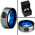 thumbnail image 4 of Tungsten Elephant Animal 2D Style Art Band Ring 8mm Men Women Comfort Fit Blue Flat Cut Brushed Gray Polished, 4 of 4