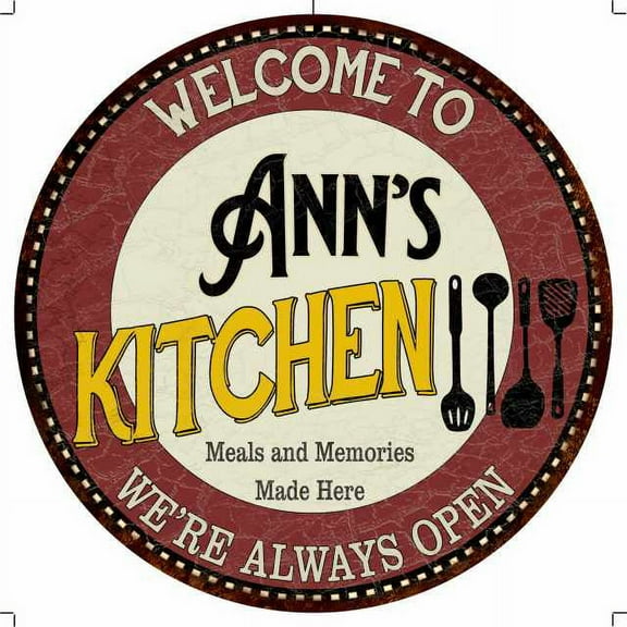 Ann's Kitchen 12" Round Metal Sign Bar Game Room Wall Déco 200120040050