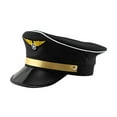 thumbnail image 3 of Sombrero de cornisa grande de aerolínea, sombrero de avión para adultos, sombreros marineros de Halloween, accesorio de disfraz novedoso de carnaval, negro, 3 of 8