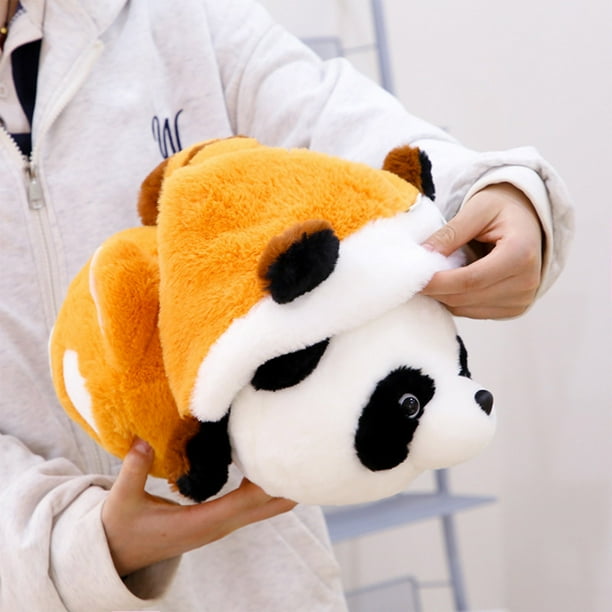 Muñeco de peluche Raccoon Panda Flip Simulation | Transformación de peluches | Juguete de peluche deformable súper suave | Expresión linda de doble cara | Llenado completo | Una pieza | 12 pulgadas