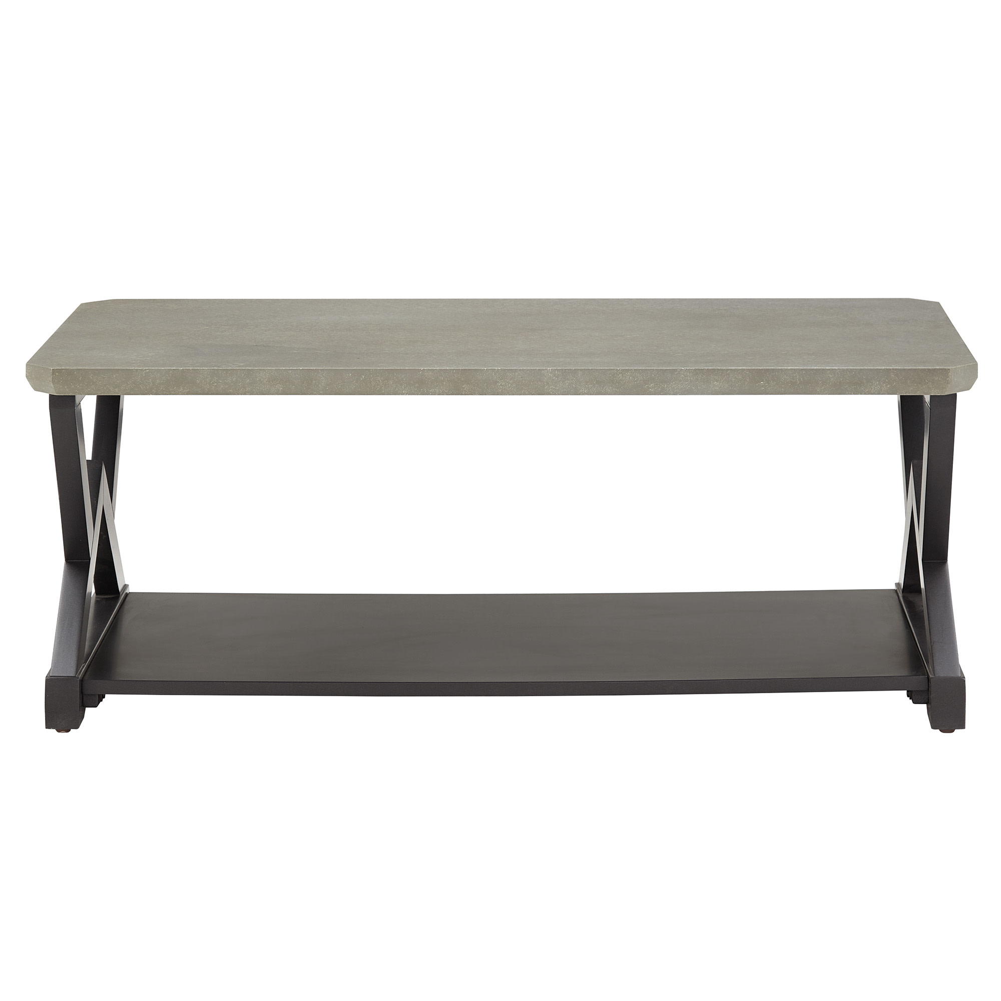 Weston Home Cuenca Black Finish Light Grey Fiber Cement Top Coffee Table