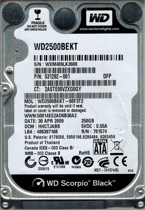 Hhctjabb DCM Western Digital WD2500BEKT-66F3T2 250GB Dcm 