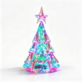 thumbnail image 2 of Holographic Lighted Christmas Tree, Transparent Plastic Geometric Tree with LED, Tabletop Holiday Decor with Star, 2 of 7